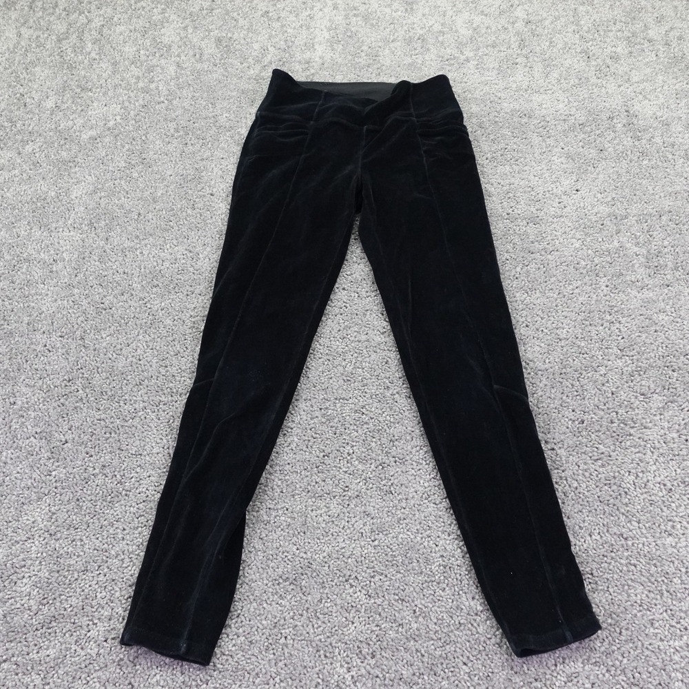 Athleta Velvet Leggings Womens Medium Black High Rise Skinny Stretch Pants U-256